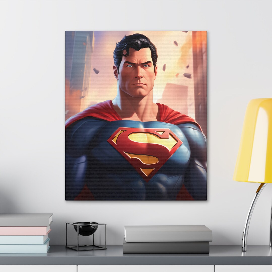 Superman Canvas Wall Art Superhero Print on Canvas Gifts for Him Marvel