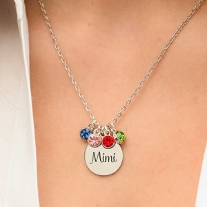 Mimi Necklace, Personalized Gift With Grandkids Birth Month, Birthstone Gift for Mimi, Gift For Grandma, Mothers day gift, Mimi Jewelry Gift