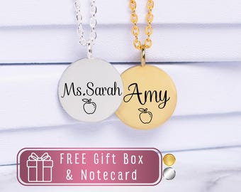 Personalized Teacher Assistant Necklace Gift for Her, Teacher Appreciation Jewelry, Thank You Teacher Aide paraprofessional necklace