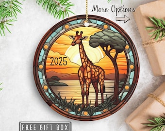 Personalized Giraffe ornament, Giraffe Christmas Ornament, Giraffe gift for giraffe lover, African Animal ornament, Safari Ornament 2025