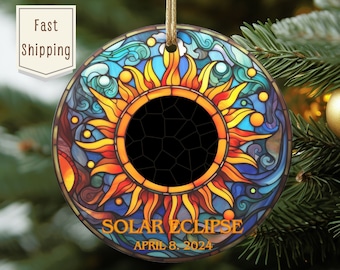 Solar Eclipse Ornament, Total Eclipse 2024 Ornament, Eclipse Keepsake, Eclipse Bauble, Solar Eclipse Souvenir Gift, Celestial Holiday Gift