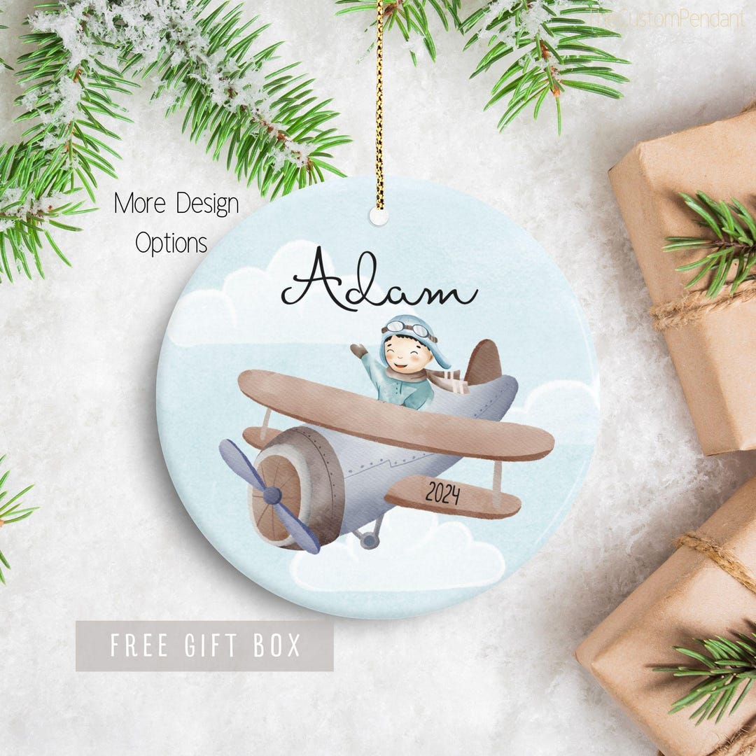 Personalized Airplane Ornament, Custom Christmas Airplane Keepsake ...