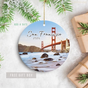 San Francisco Skyline Ornament, Golden Gate Bridge Ornament, San Fran City Ornament 2025, Custom San Fran Wedding, Personalized Travel Gift