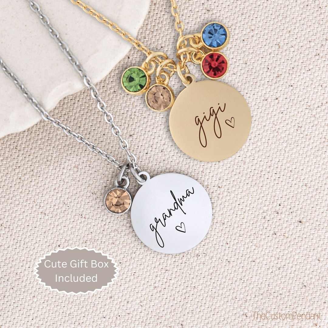 Grandmother Necklace Mimi Birthstone Necklace Personalized Grandma