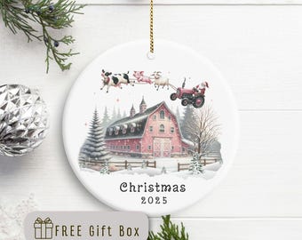 Barn Christmas Ornament, Personalized Farmhouse Ornament, Custom Barnyard ornaments for farm lover, Country Christmas Ornaments 2025
