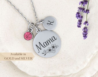 PERSONALIZED BIRTHSTONE necklace for Mama, Dainty Mama Necklace Engraved Necklace for women Birthstone Gift for mom necklace For Mothers day