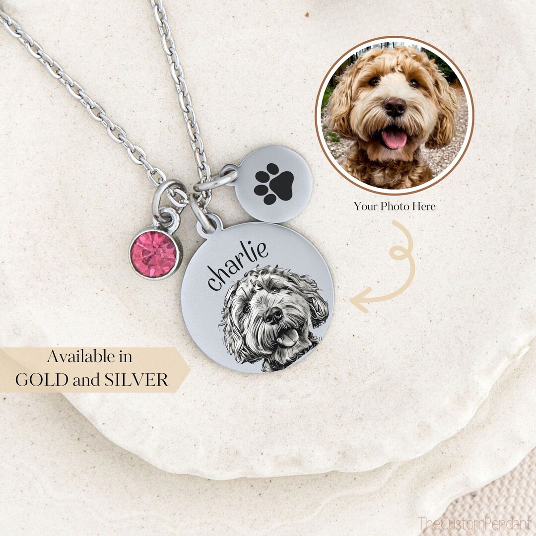 Personalized DOG MOM PHOTO Necklace,custom Pet Portrait Gift,dog Portrait  Necklace, Gift for Dog Mom, Personalized Pet Jewelry, Pet Memorial