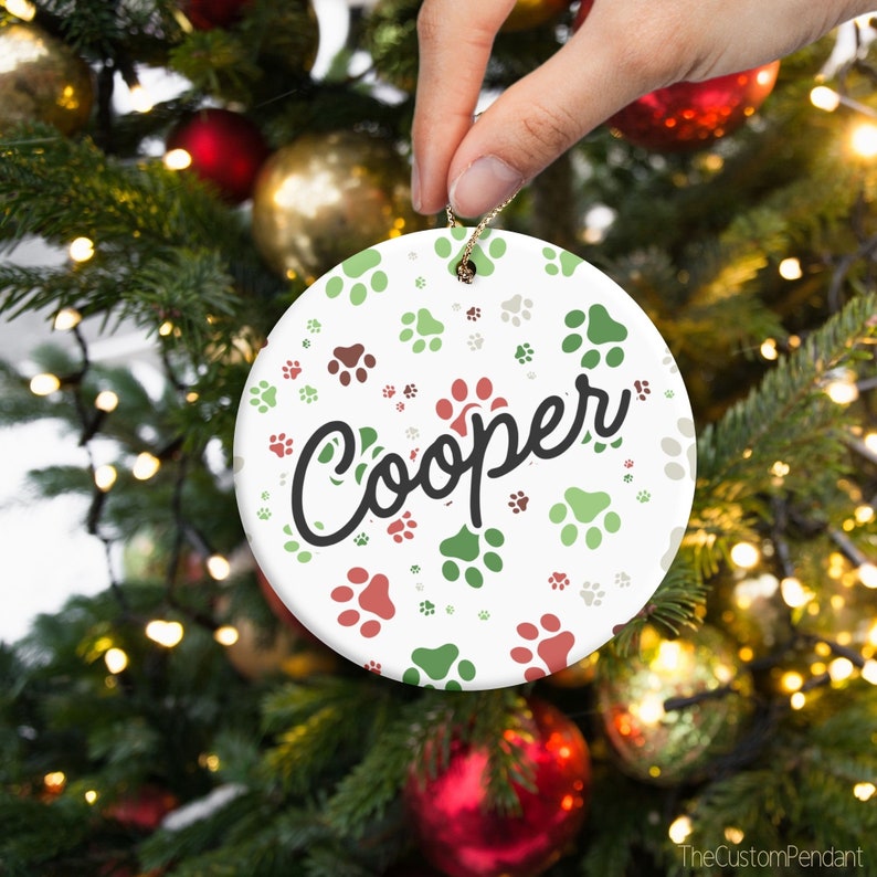 Personalized Dog Paw Ornament, Paw Print Keepsake, Custom Pet Christmas ...