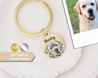 Custom Dog Portrait Keychain, Personalized Pet Photo Keychain, Pet Lovers Gift, Dog Mom Gift, Dog Dad Gift, Pet Memorial Gift for dog lovers