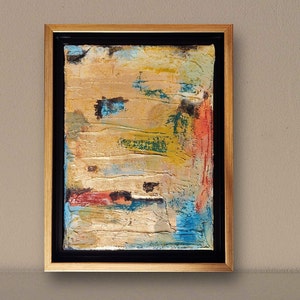Modern Set of 6 Abstract Textured Art in Gold & Black