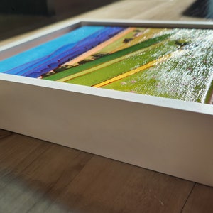 White Framed Contemporary Landscape 8&quot;x8&quot;, Small Original Art