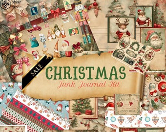 Vintage Santa Christmas Junk Journal Kit: Printable Ephemera (Digital Download)