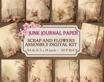Vintage Floral Junk Journal Kit: Victorian Ephemera (Digital Download)