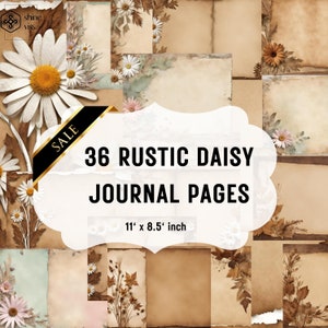 RUSTIC DAISY Pagina DIARIO Vuota, Pagine di diario rustico, Kit diario spazzatura, Diario neutro, stampabile, Carta, Libro, Digitale, Effimera, Vintage