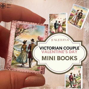 Victorian Couple Mini Books: Vintage Valentine&#39;s Day Junk Journal (Digital Download)