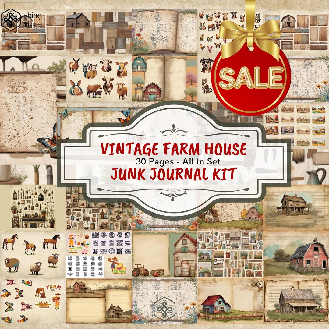 Vintage FARM HOUSE Life Junk JOURNAL Kit, Grateful, Neutral, Fall ...