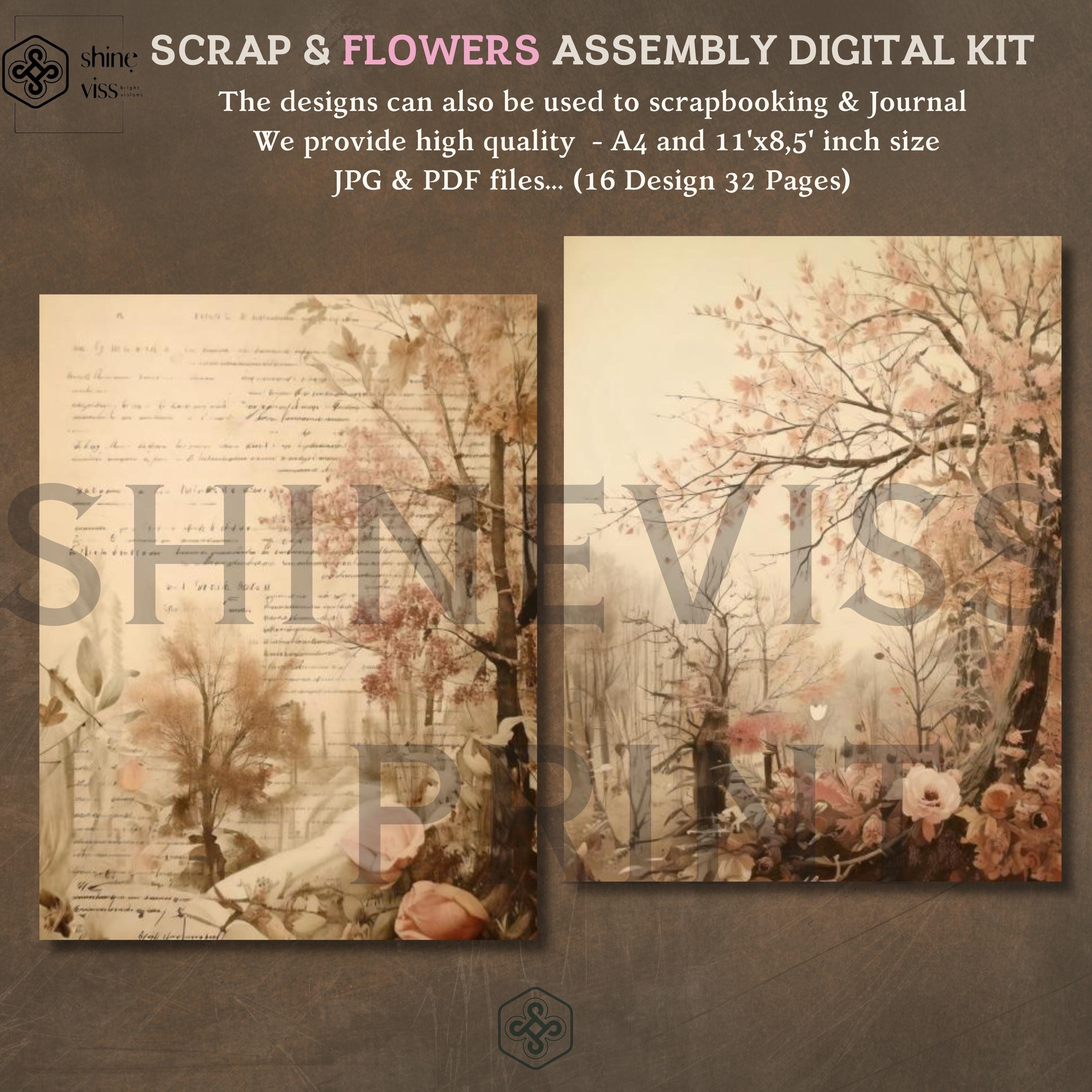 Vintage Floral Junk Journal Kit: Victorian Ephemera (digital Download ...