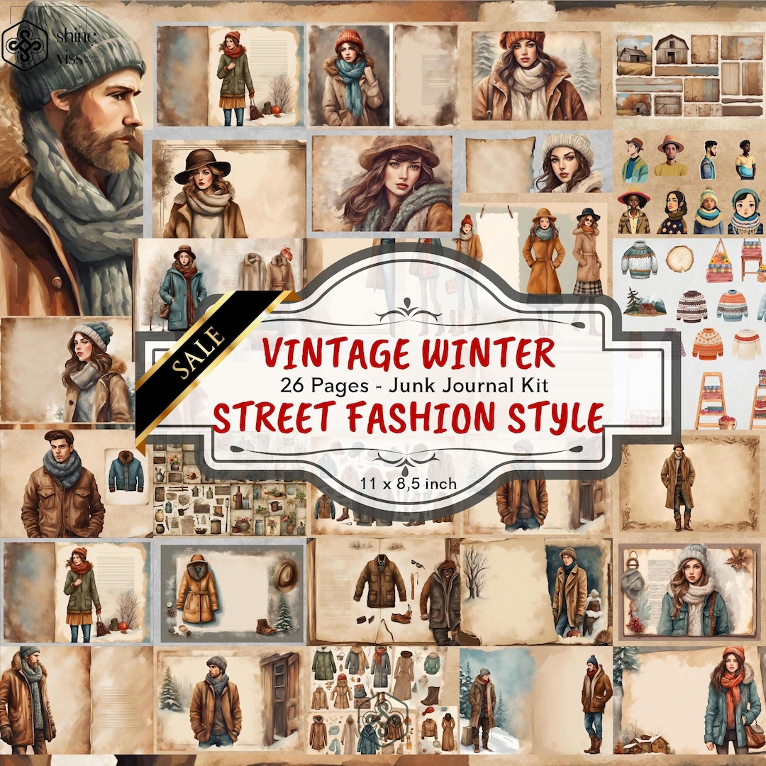 VINTAGE Winter Street FASHION Style Junk JOURNAL Kit