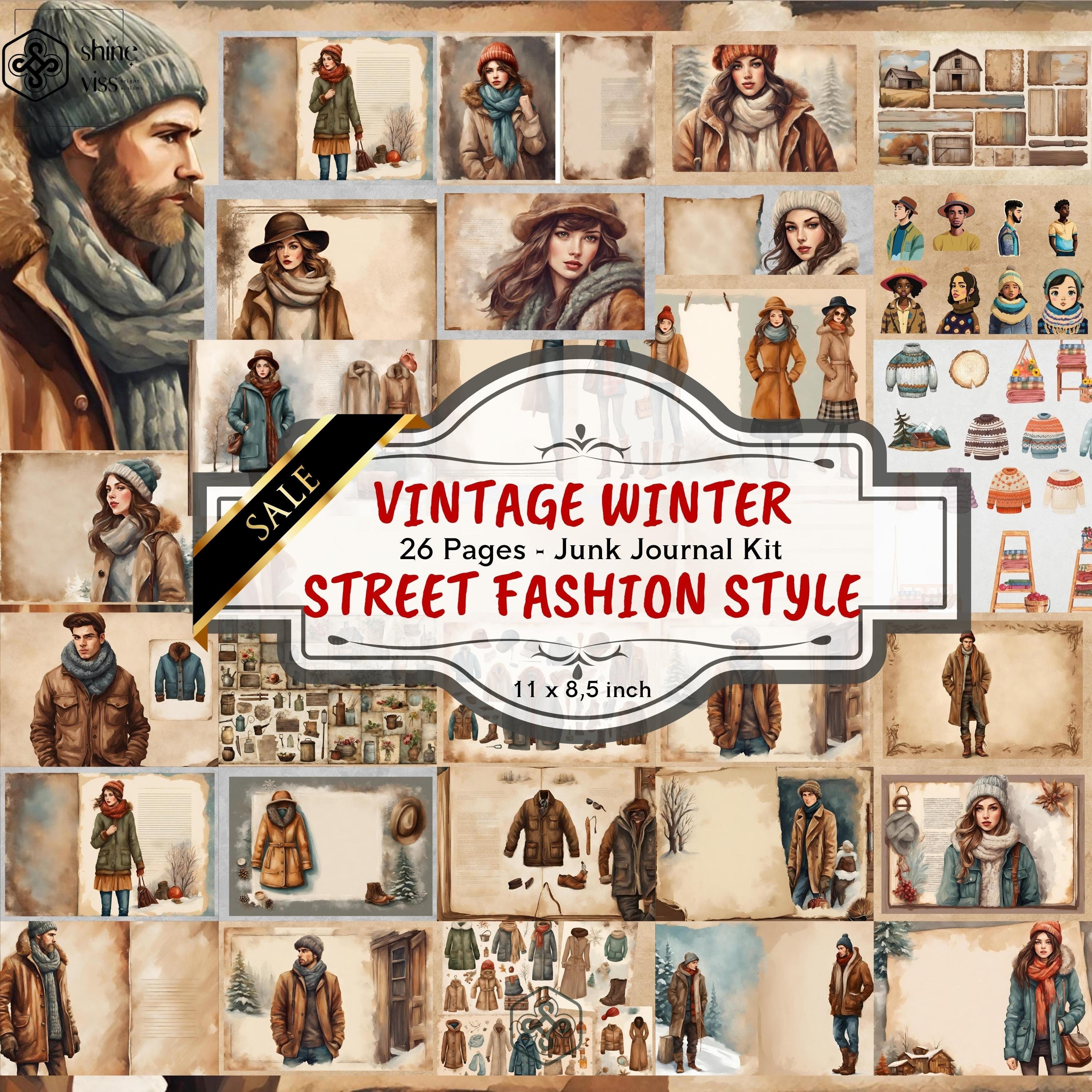 VINTAGE Winter Street FASHION Style Junk JOURNAL Kit