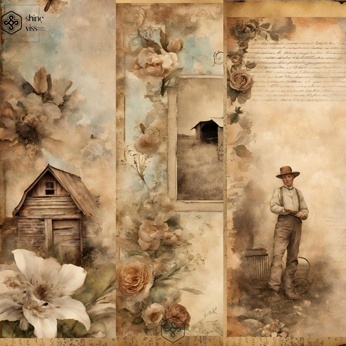 Vintage Victorian Farmer Junk Journal Kit: Rustic Farmhouse Ephemera ...