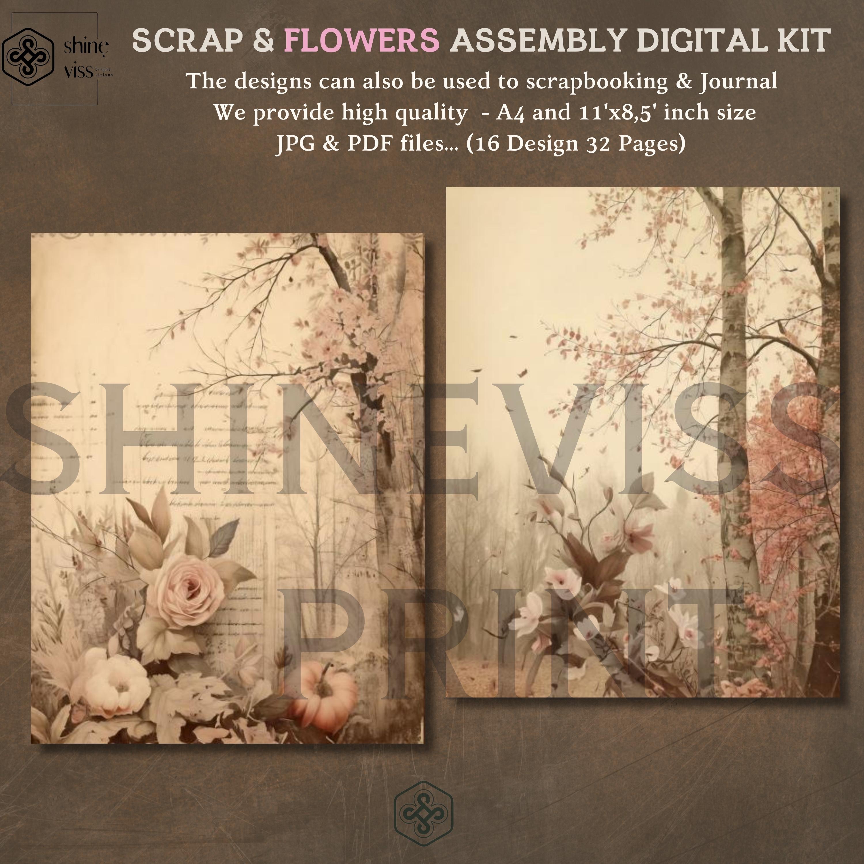 Vintage Floral Junk Journal Kit: Victorian Ephemera (digital Download ...