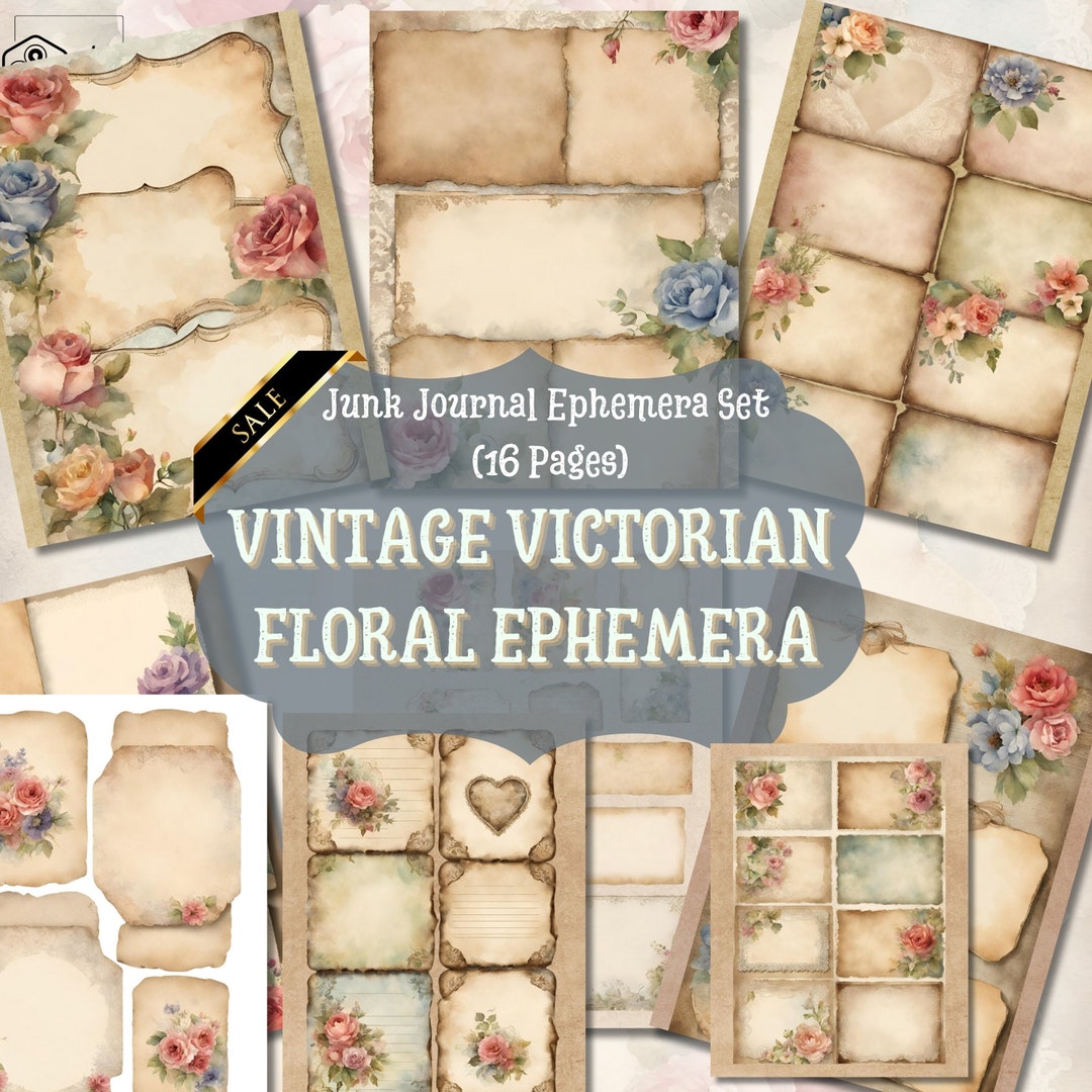 Vintage Victorian Junk JOURNAL Kit, Printable Pdf, Tag, Edwardian Set ...