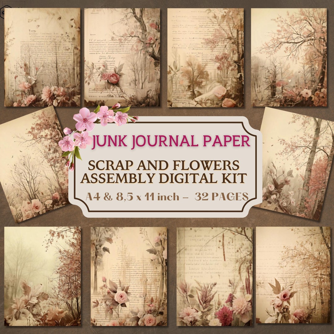 Vintage Floral Junk Journal Kit: Victorian Ephemera (digital Download ...
