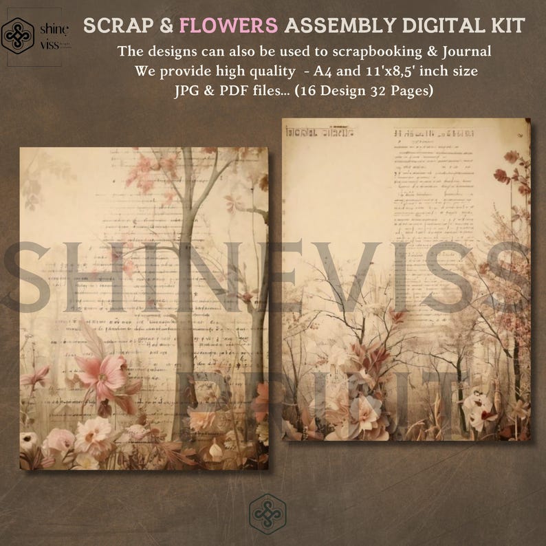 Vintage Floral Junk Journal Kit: Victorian Ephemera (digital Download ...