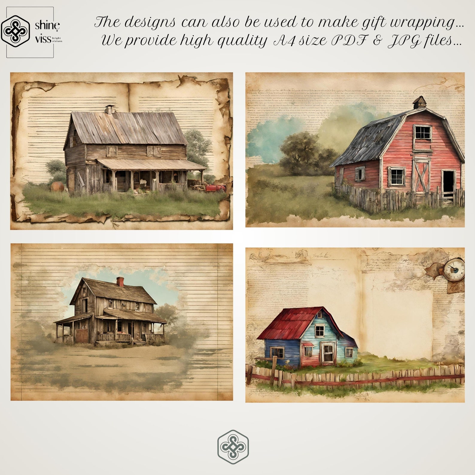 Vintage FARM HOUSE Life Junk JOURNAL Kit, Grateful, Neutral, Fall ...
