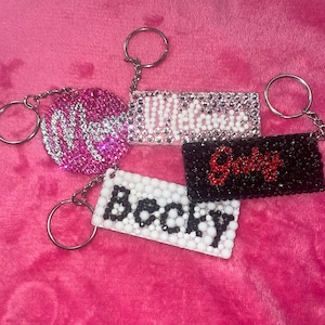 Handmade Personalized Bling Keychains: Personalized gift or Mothers Day Gift !    Choose colors and font for name in personalized