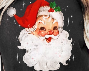 Santa PNG Retro Santa Claus Png Sparkle Santa Vintage Christmas gifts png Retro Christmas shirt sublimation designs instant digital download