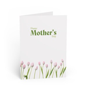 Carte de fête des mères, carte floral tulipe rose, carte de correspondance vide à l'intérieur de maman, carte de bonne fête des mères, carte de fête des mamans, carte bien pensée pour maman
