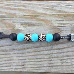 Turquoise, Black, & Leopard Beaded Curb Strap