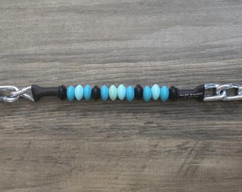 Black & Turquoise Lentil Beaded Curb Strap