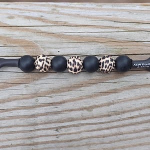 Black & Leopard Beaded Curb Strap
