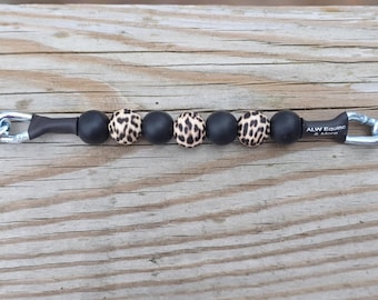 Black & Leopard Beaded Curb Strap