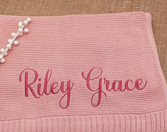 Personalized Knit Baby Blanket, Baby Shower Gift, Embroidered name Baby Blanket, Custom Baby Blanket, Welcome home Baby blanket Keepsake