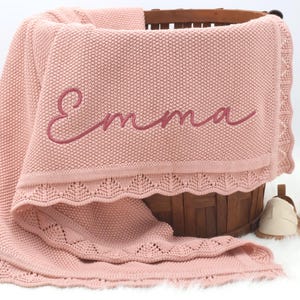 Personalized Baby Blanket with Name, Custom Baby Knit Blanket, Baby Shower Gift, Embroidered Name Blanket, Soft Cotton Baby Blanket