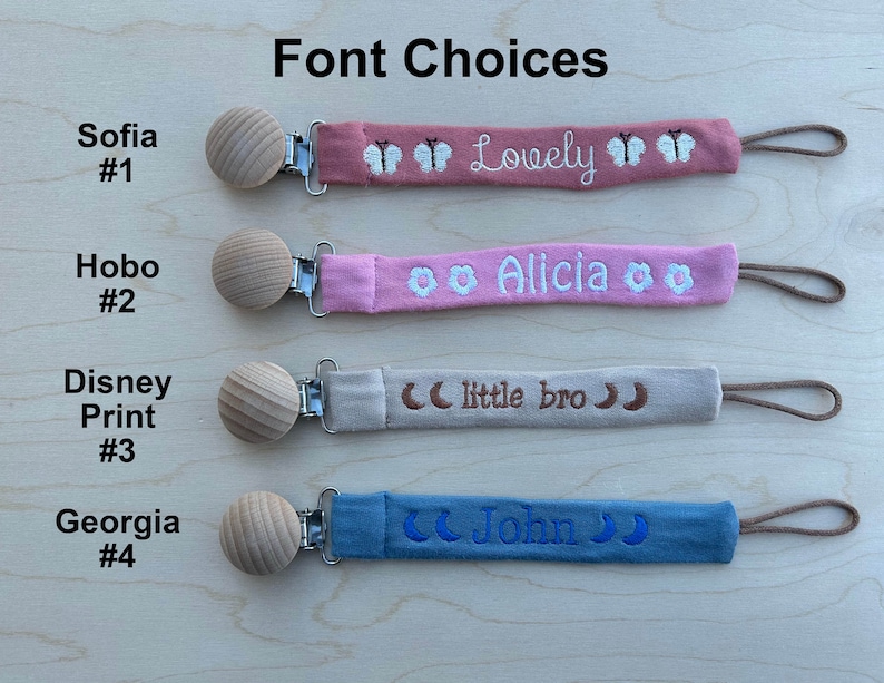 Personalized Pacifier Clip Holder, Embroidered Name, Custom Boho Pacifier Holder, Bamboo Dummy Clip, Monogrammed Baby Shower Gift