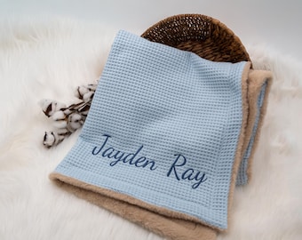 Personalized Baby Blanket; Baby Swaddle Blanket; Baby Blanket with Name; Hospital Name Blanket Newborn; Plush/Waffle Knit Blanket
