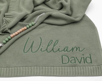 Personalized 2 Piece Baby Set, Embroidery Baby Blanket, Custom baby gift, Baby gift set, Personalized pacifier clip, Newborn gift