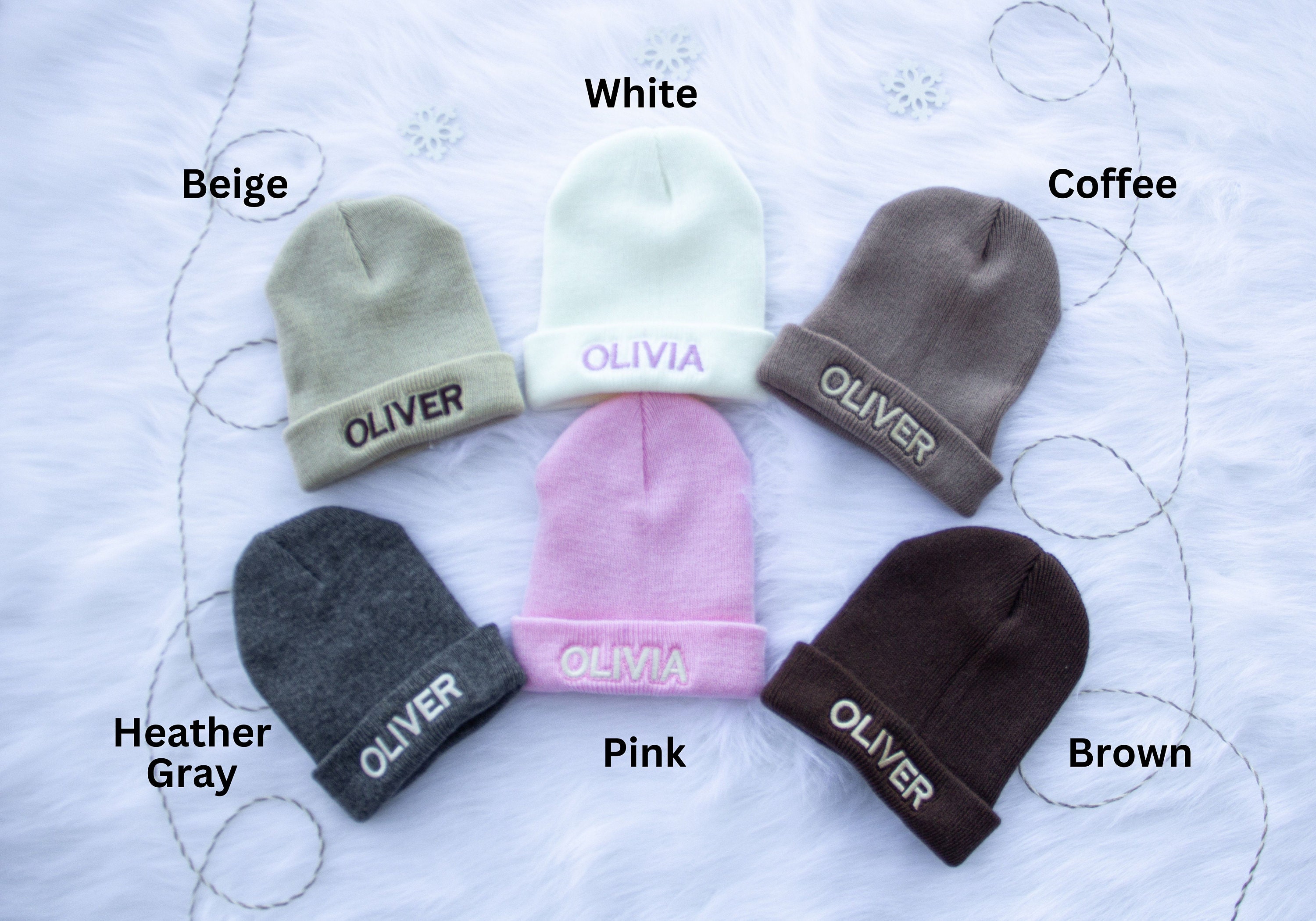Embroidered Beanie Hat Newborn Personalized Hat for Babies and Toddlers