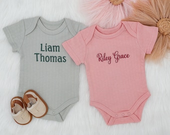 Personalized Coming Home Set, Newborn Name Outfit, Cotton Knit Romper, First Baby Bodysuit, Baby Girl Jumper, New Baby Gift, Baby Onesie