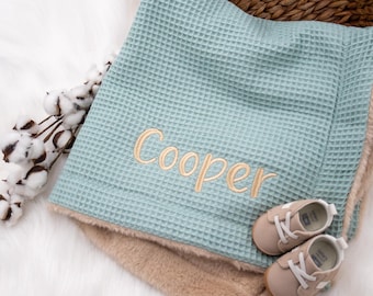 Personalized Baby Blanket; Baby Swaddle Blanket; Baby Blanket with Name; Hospital Name Blanket Newborn; Plush/Waffle Knit Blanket
