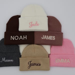 Embroidered Beanie Hat; Newborn Personalized Hat for Babies and Toddlers; Name Hat for Infants for Winter Fall; Baby Shower Gift