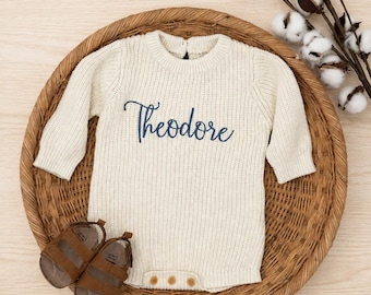Baby Bubble Romper, Personalized Baby Romper, Baby Name Gift, Romper, Neutral Sweatshirt for Baby, Newborn Gift, Showergift Outfit