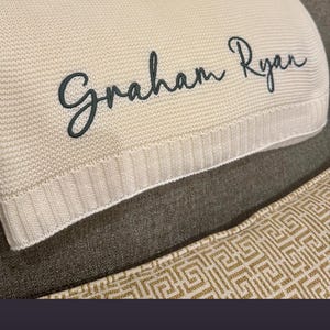Personalized Knit Baby Blanket: Custom Embroidered Name, Soft Cotton Baby Blanket, Baby Shower Gift, Custom Baby Blanket