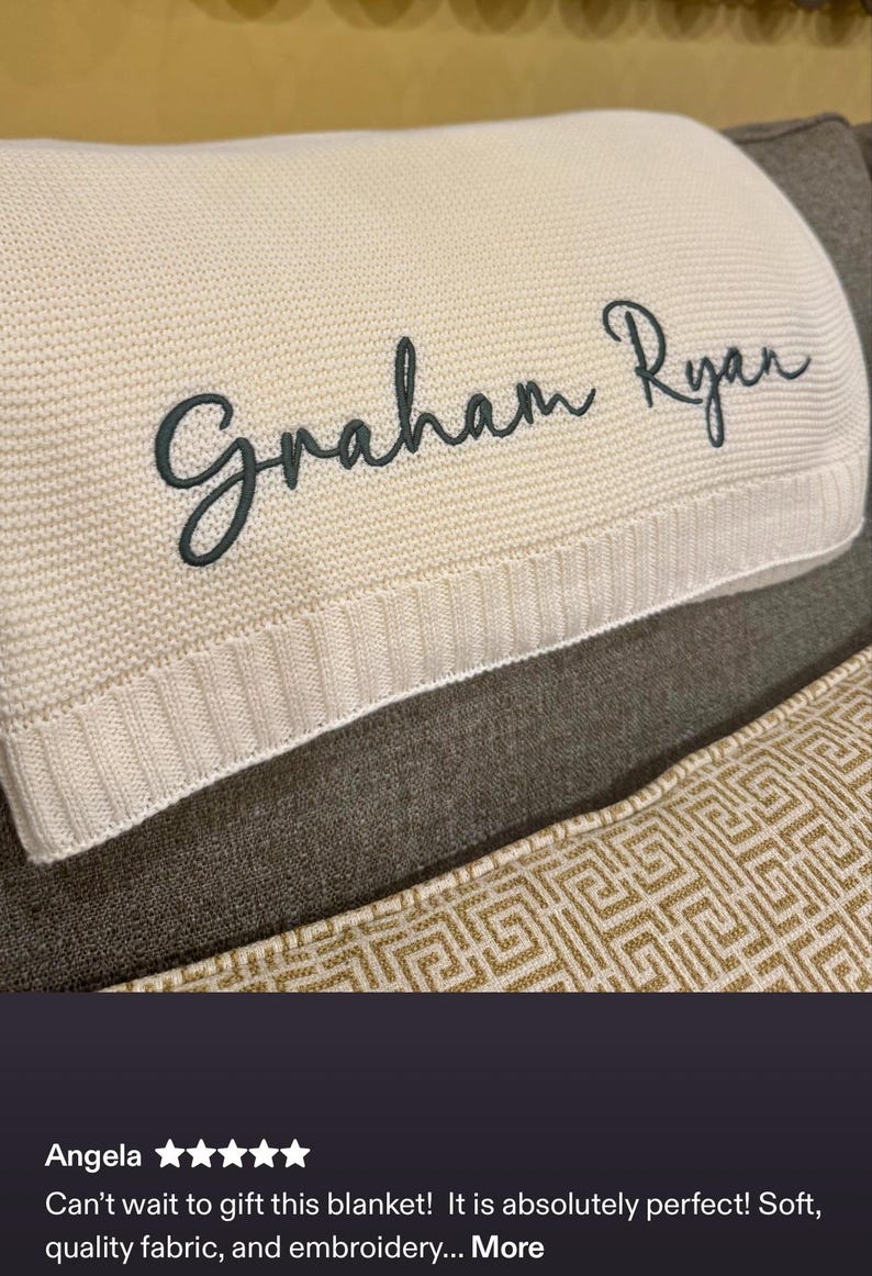 Personalized Knit Baby Blanket: Custom Embroidered Name, Soft Cotton Baby Blanket, Baby Shower Gift, Custom Baby Blanket