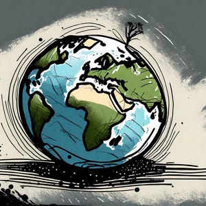Earth's Resilience, AI-kunst, digitale download, op de natuur geïnspireerde kunst, levensboom, illustratie van de aarde, op de natuur geïnspireerde kunst, levensboom