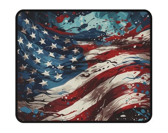 Splatter Paint American Flag Non-Slip Mouse Pad , Pro-America Mouse Pads, USA Flag Tech Accessory